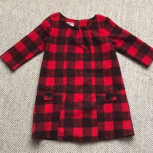 Red & black plaid long sleeve dress